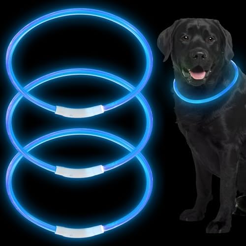 Led Dog Collar, BSEEN USB Rechargeable Flash Dog Necklace Light, Pet Safety Collar Makes Your Beloved Dogs Be Seen at Night for Small Medium Large Dogs