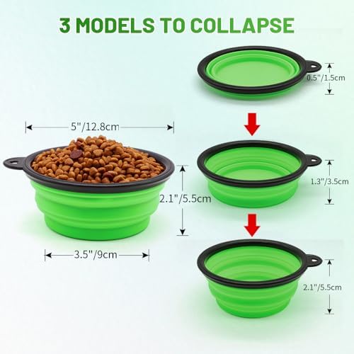 Collapsible Silicone Dog Bowl with Water Bottle – 2-in-1 Portable Pet Feeder for Dogs & Cats, Travel Food and Water Dispenser with Clip