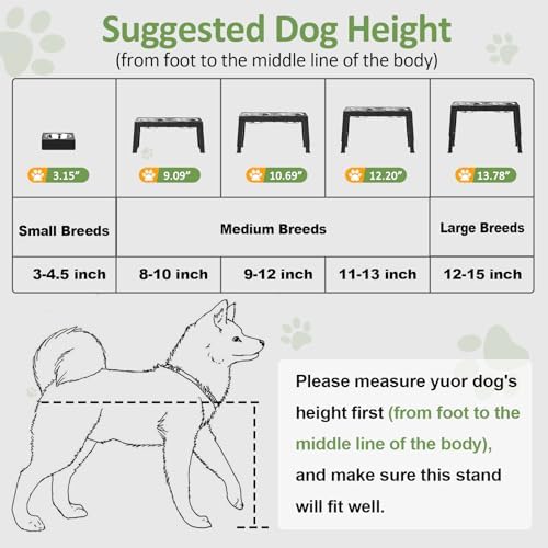 XIAZ Elevated Dog Bowls Large Breed Raised Dogs Bowl Stand Large/Medium Sized Dog 1L Food Water Bowl Stands 5 Heights Adjustable 9/11/12/14in Black Pet Feeder Dish Station