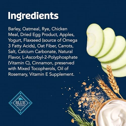 Blue Buffalo Mini Dog Treats with Apple & Yogurt – Crunchy Oven-Baked Biscuits, Natural Ingredients, 16 oz Bag