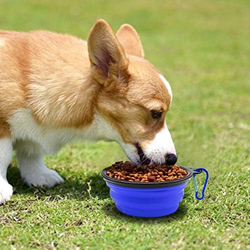 Collapsible Silicone Dog Bowl with Water Bottle – 2-in-1 Portable Pet Feeder for Dogs & Cats, Travel Food and Water Dispenser with Clip