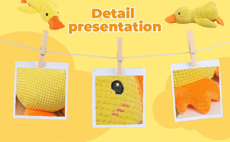 Calming Duck Dog Toy – Soft Yellow Plush Pillow with Quacking Sound for Stress Relief & Indoor Play (2025 New)