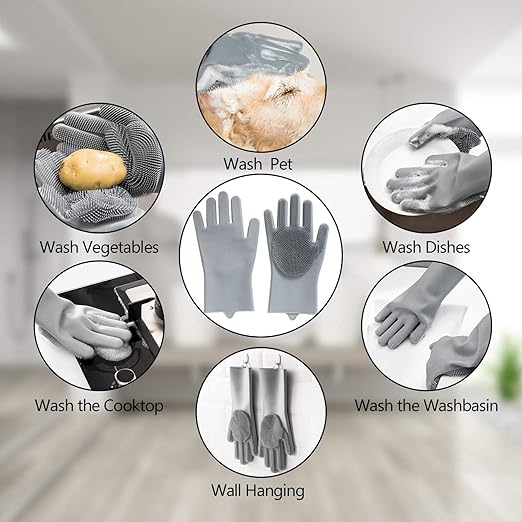Pet Grooming Glove – Gentle Bath Brush & Massage Mitt for Dogs, Cats, Rabbits & Horses – Deshedding 5-Finger Design