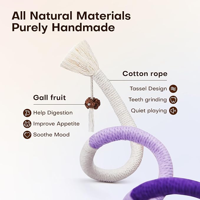 Potaroma Cat Chew Toys with Catnip – 1-Pack Rope Toys for Kittens and Cats, Safe for Teeth Cleaning and Indoor Play, 19.5 Inch