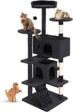 FDW 54-Inch Cat Tree Tower – Multi-Level Scratching Post, Condo & Playhouse for Indoor Cats with Cozy Platforms – Dark Gray