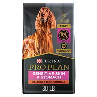 Purina Pro Plan Sensitive Skin and Stomach Dog Food Dry, Adult Salmon & Rice Formula, Digestive Health - 30 lb. Bag