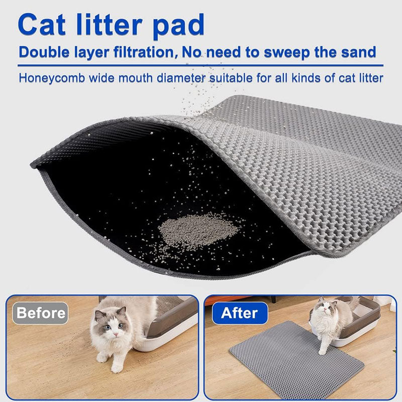 Waterproof Cat Litter Mat – Double Layer Trapping Pad for Easy Clean Up, Perfect for Litter Boxes and Mess-Free Floors