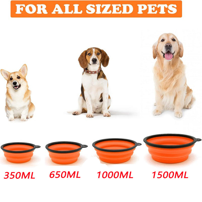 Collapsible Silicone Dog Bowl with Water Bottle – 2-in-1 Portable Pet Feeder for Dogs & Cats, Travel Food and Water Dispenser with Clip
