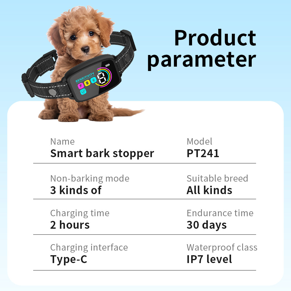 Rechargeable Dog Bark Collar for Small, Medium, and Large Dogs – Smart No-Bark Training Collar with Beep and Vibration, 5 Sensitivity Levels (Black)