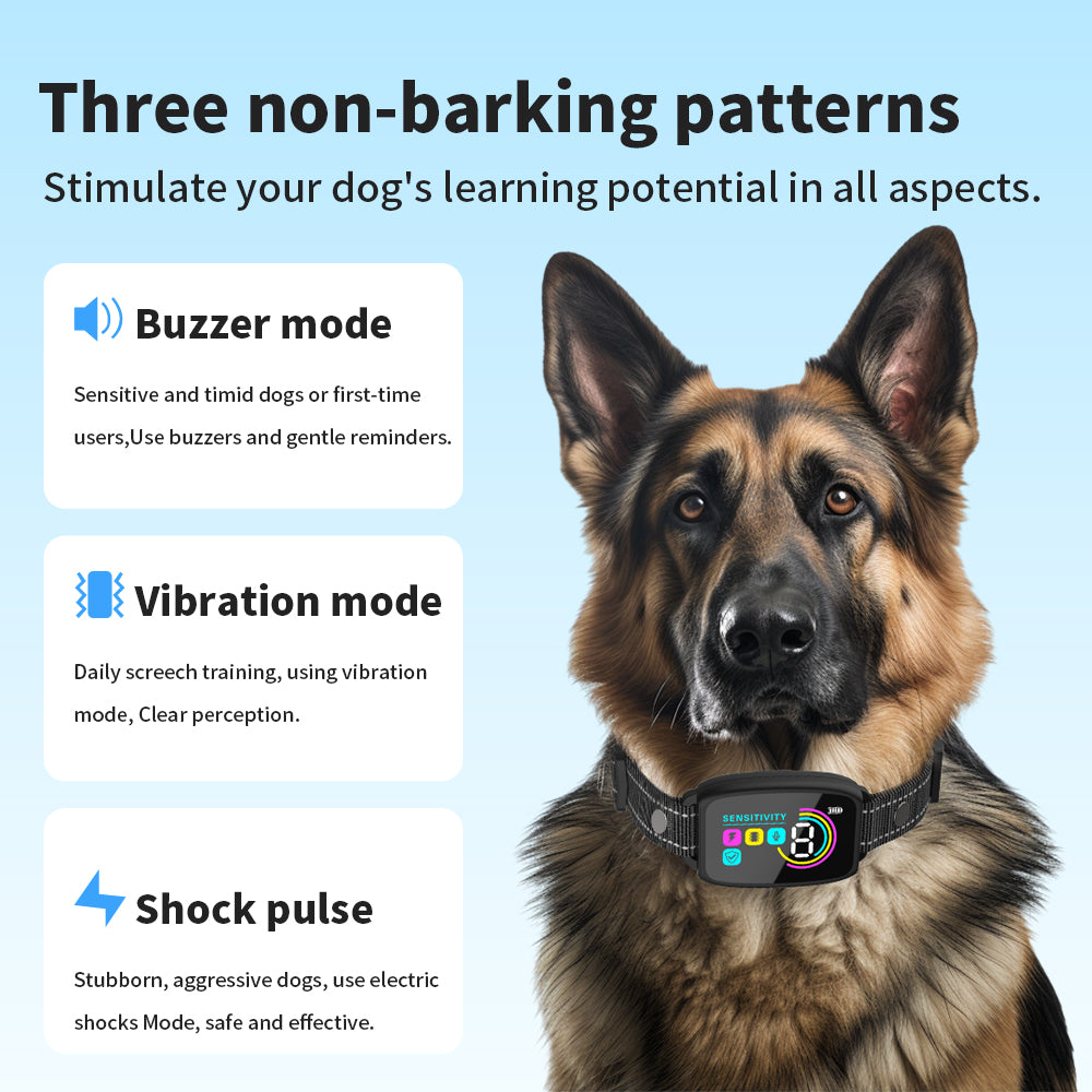 Rechargeable Dog Bark Collar for Small, Medium, and Large Dogs – Smart No-Bark Training Collar with Beep and Vibration, 5 Sensitivity Levels (Black)
