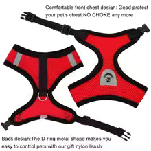 Adjustable Cat and Small Dog Harness with Leash – Soft Mesh Vest with Reflective Strips – Breathable and Comfortable Pet Walking Set