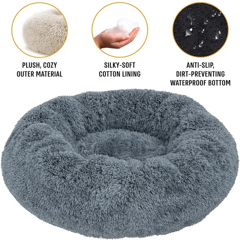Super Soft Pet DOG Cat Bed Plush Full Size Washable Calm Bed Donut Bed Comfortable Sleeping Artifact Suitable For All Kinds Of Cats AND DOG