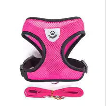 Adjustable Cat and Small Dog Harness with Leash – Soft Mesh Vest with Reflective Strips – Breathable and Comfortable Pet Walking Set