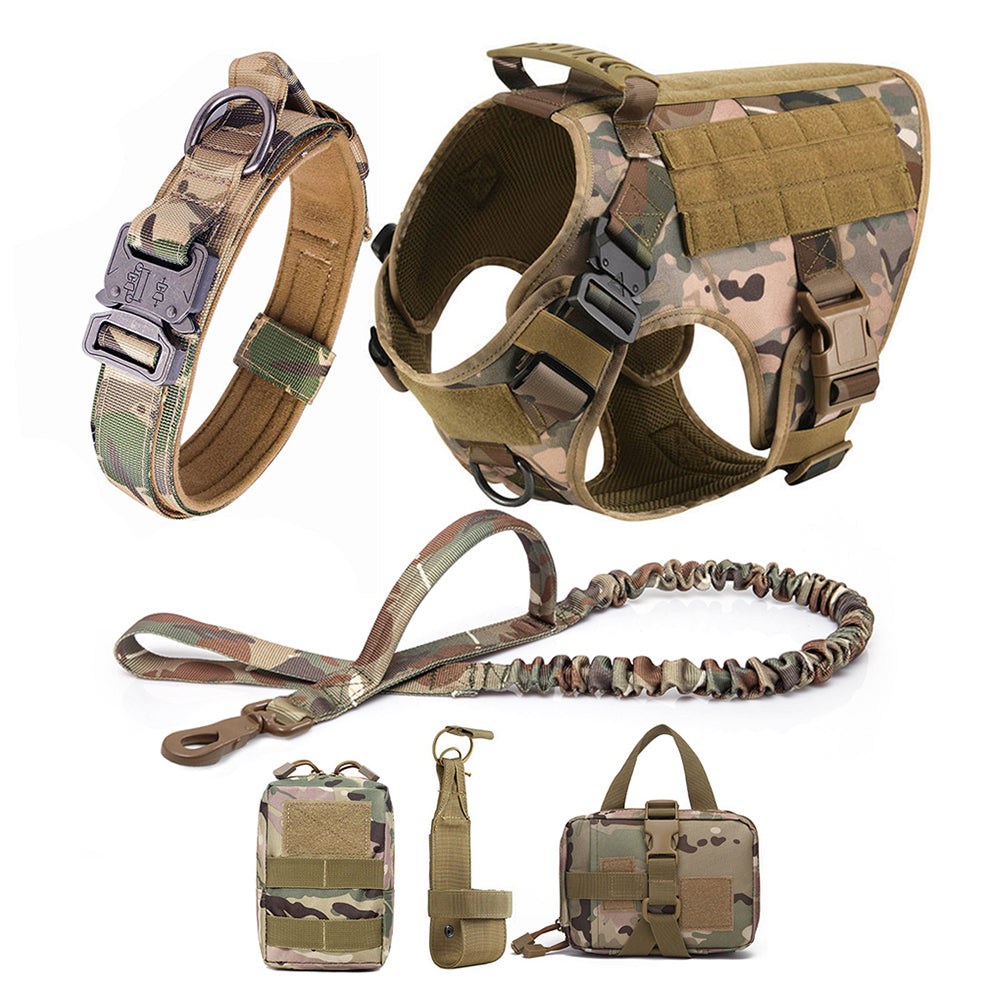 Large Dog Harness and Leash Set with MOLLE Pouches – Training and Walking Vest for German Shepherd, Malinois, and Medium to Large Dogs
