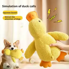 Calming Duck Dog Toy – Soft Yellow Plush Pillow with Quacking Sound for Stress Relief & Indoor Play (2025 New)