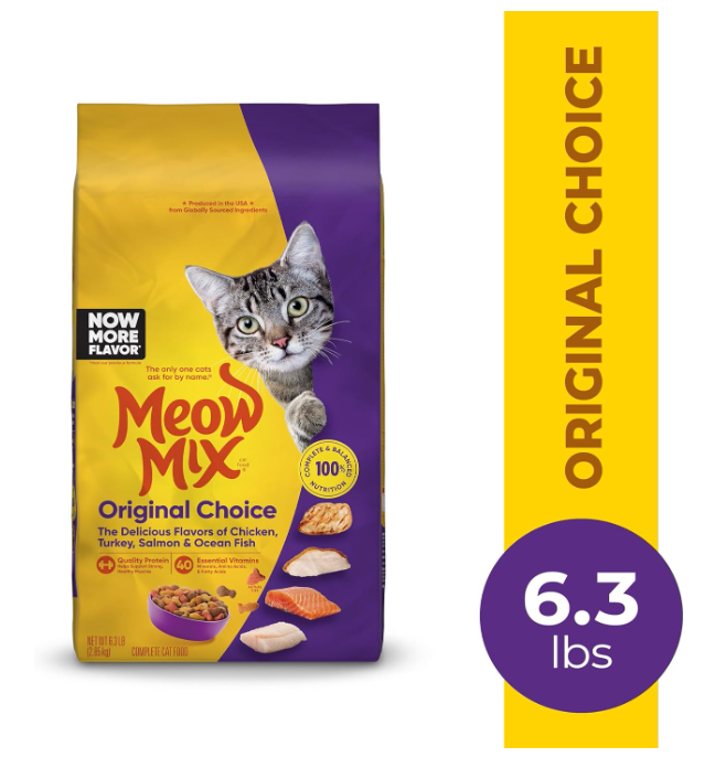 Meow Mix Dry Cat Food for Adult Cats, Chicken & Seafood Flavor, 6.3 lb Bag