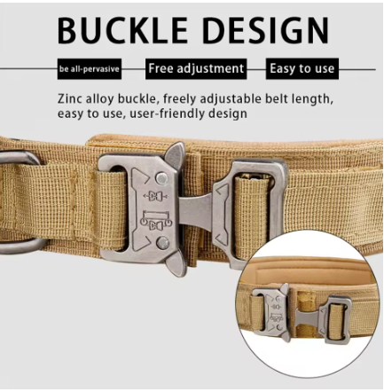 Tactical Dog Collar for Medium and Large Dogs – Adjustable Nylon Military Training Collar with Control Handle, Heavy-Duty Metal Buckle, Patches, and AirTag Holder (Black, Large)
