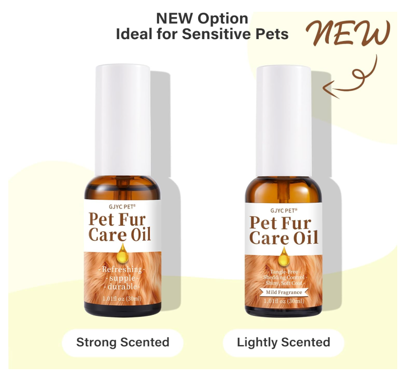 Pet Coat Care Oil – Natural Tangle Remover & Leave-In Shine for Dogs and Cats – Soft, Silky Fur & Skin Soothing with Collagen and Natural Oils – 1.01 fl oz