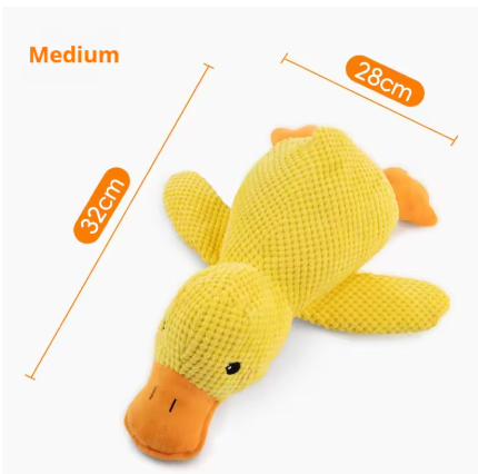 Calming Duck Dog Toy – Soft Yellow Plush Pillow with Quacking Sound for Stress Relief & Indoor Play (2025 New)