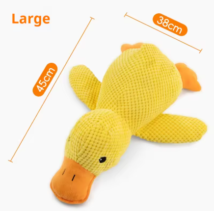 Calming Duck Dog Toy – Soft Yellow Plush Pillow with Quacking Sound for Stress Relief & Indoor Play (2025 New)