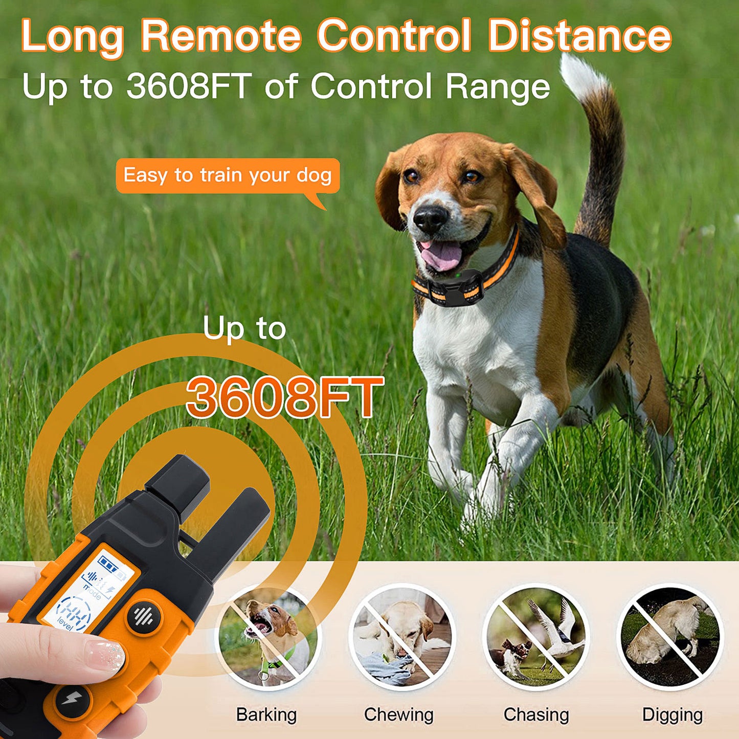 Waterproof Dog Training Collar with Remote – 3300Ft Range, Shock & Vibration for Small, Medium & Large Dogs (5–120 lbs)