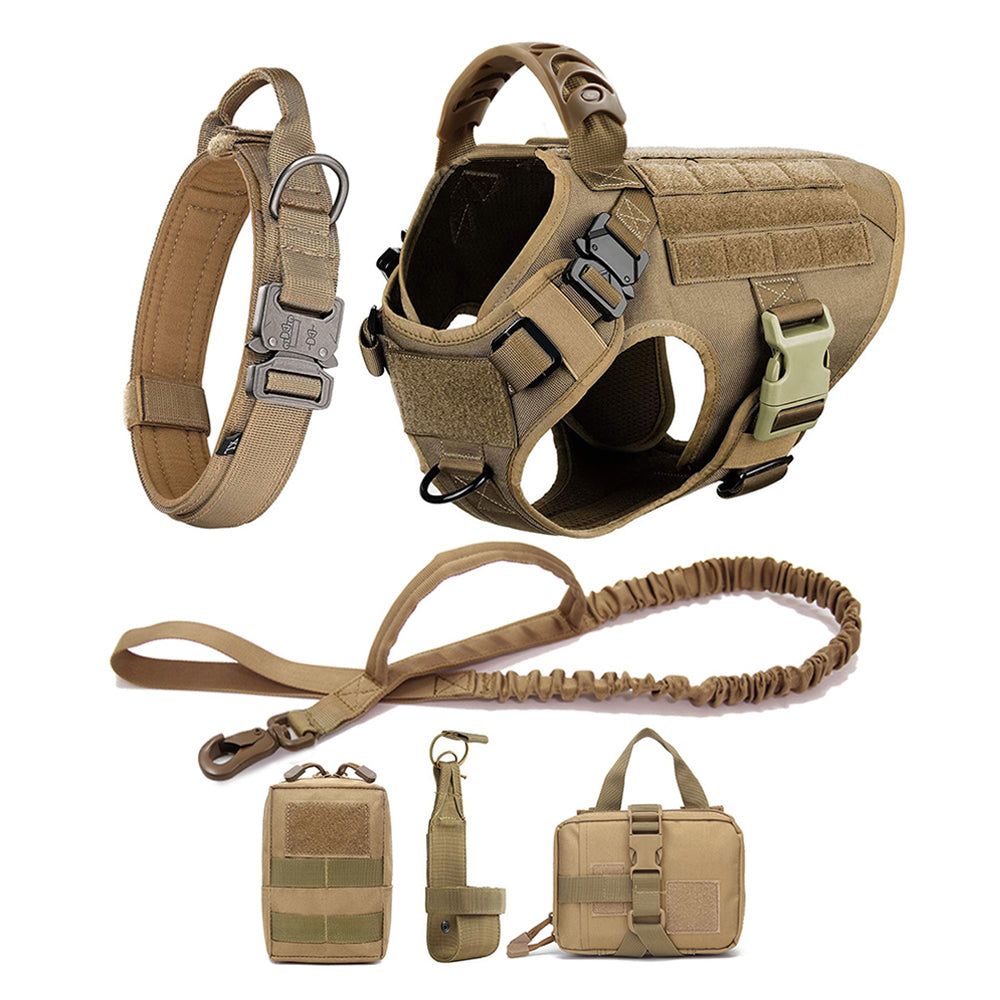 Large Dog Harness and Leash Set with MOLLE Pouches – Training and Walking Vest for German Shepherd, Malinois, and Medium to Large Dogs