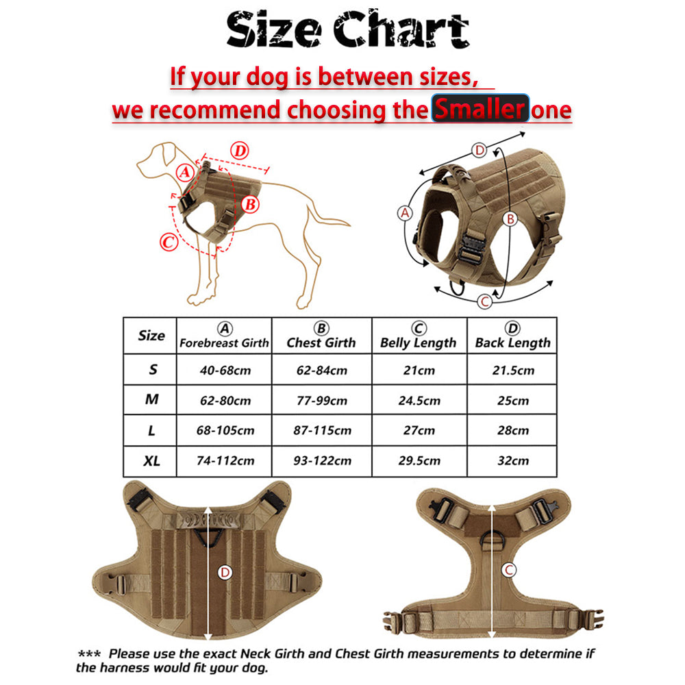 Large Dog Harness and Leash Set with MOLLE Pouches – Training and Walking Vest for German Shepherd, Malinois, and Medium to Large Dogs