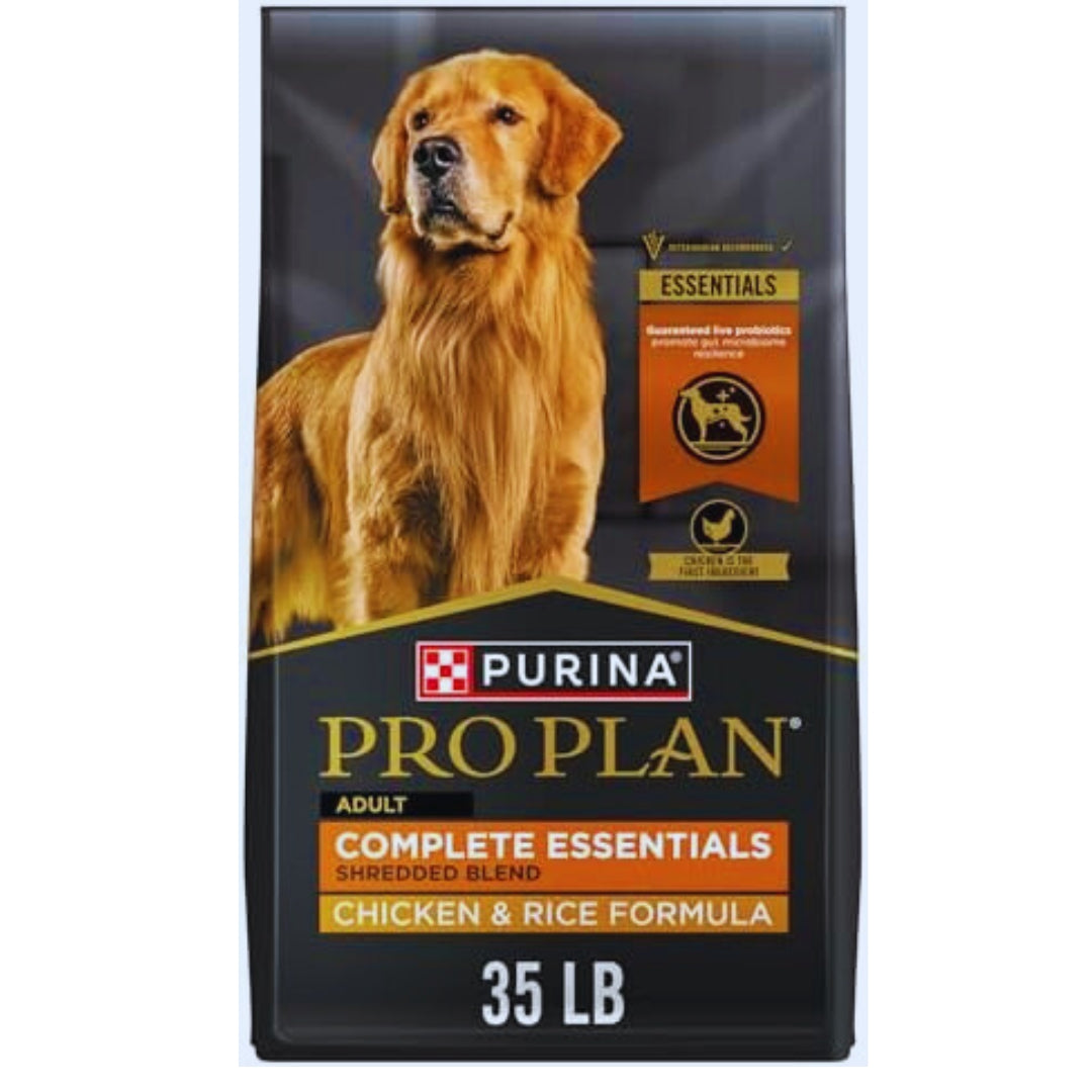 Purina Pro Plan Complete Essentials Shredded Blend Chicken and Rice Dog Food Dry Formula with Probiotics for Dogs - 35 lb. Bag