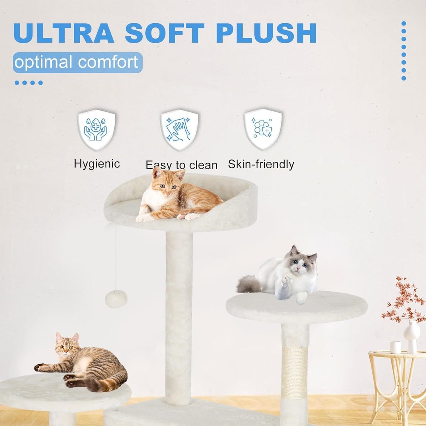 FDW 54-Inch Cat Tree Tower – Multi-Level Scratching Post, Condo & Playhouse for Indoor Cats with Cozy Platforms – Dark Gray