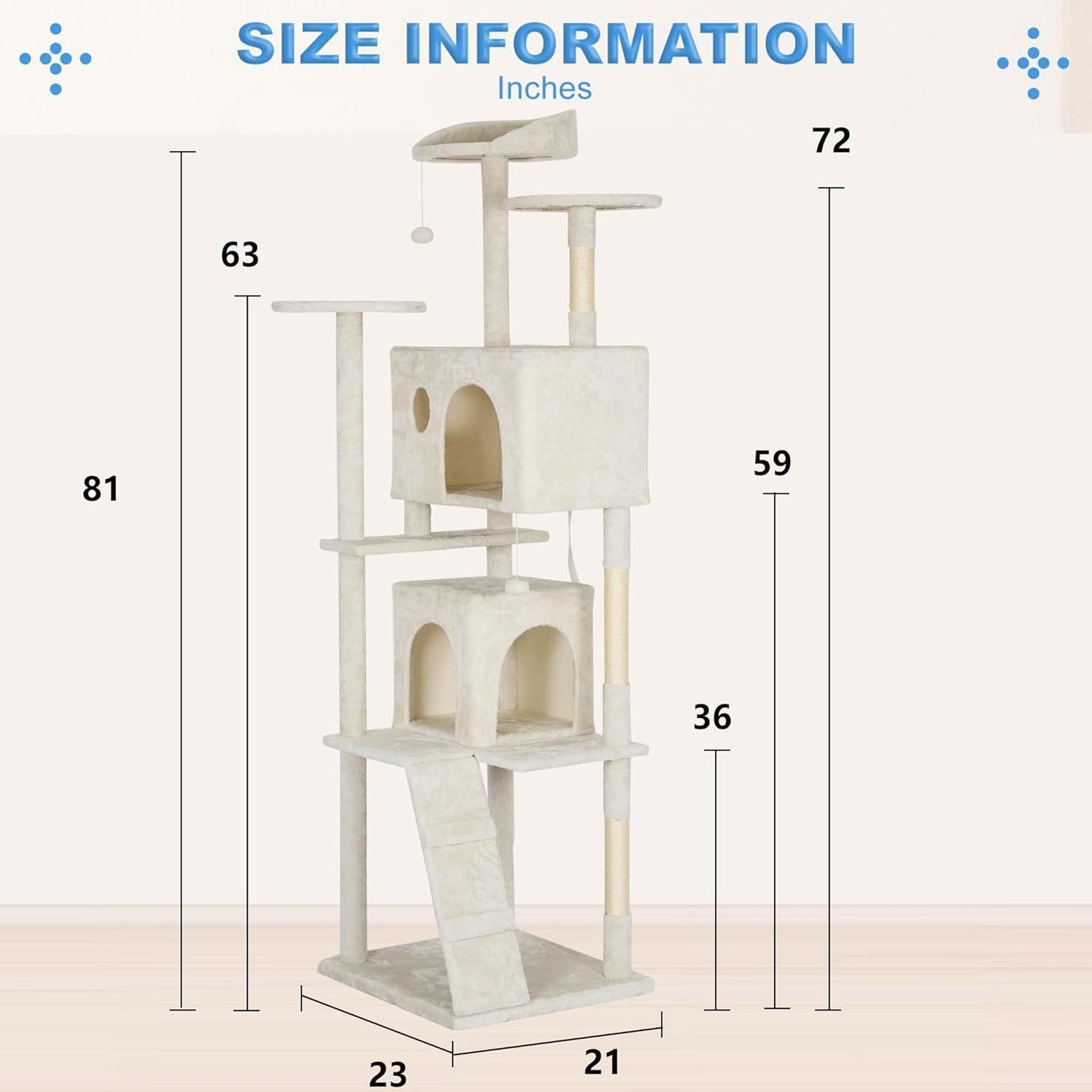 FDW 54-Inch Cat Tree Tower – Multi-Level Scratching Post, Condo & Playhouse for Indoor Cats with Cozy Platforms – Dark Gray