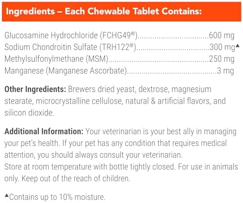 Nutramax Cosequin Joint Health Supplement for Dogs – Glucosamine, Chondroitin & MSM – Hip and Joint Support Chewable Tablets, 132 Count
