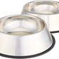 Basics Stainless Steel Non-Skid Pet Dog Water And Food Bowl, 2-Pack (10 x 2.8 Inches), Each Holds Up to 4 Cups