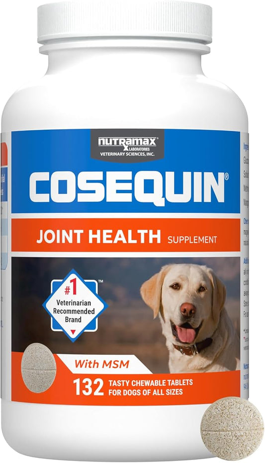 Nutramax Cosequin Joint Health Supplement for Dogs – Glucosamine, Chondroitin & MSM – Hip and Joint Support Chewable Tablets, 132 Count