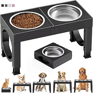 XIAZ Elevated Dog Bowls – Adjustable Raised Feeder Stand