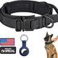 Tactical Dog Collar for Medium and Large Dogs – Adjustable Nylon Military Training Collar with Control Handle, Heavy-Duty Metal Buckle, Patches, and AirTag Holder (Black, Large)