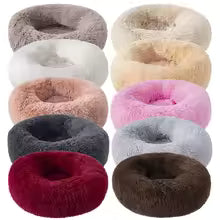 Super Soft Donut Pet Bed – Washable Plush Calming Bed for Dogs & Cats