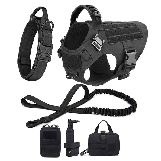 Large Dog Harness and Leash Set with MOLLE Pouches – Training and Walking Vest for German Shepherd, Malinois, and Medium to Large Dogs
