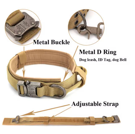 Tactical Dog Collar with Handle – Adjustable Nylon Military Collar