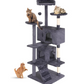 FDW 54-Inch Cat Tree Tower – Multi-Level Scratching Post, Condo & Playhouse for Indoor Cats with Cozy Platforms – Dark Gray
