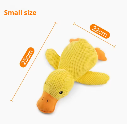 Calming Duck Dog Toy – Soft Yellow Plush Pillow with Quacking Sound for Stress Relief & Indoor Play (2025 New)