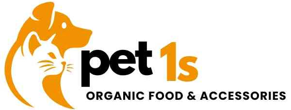 Logo of pet1s for organic food and accessories with a dog and cat silhouette.
