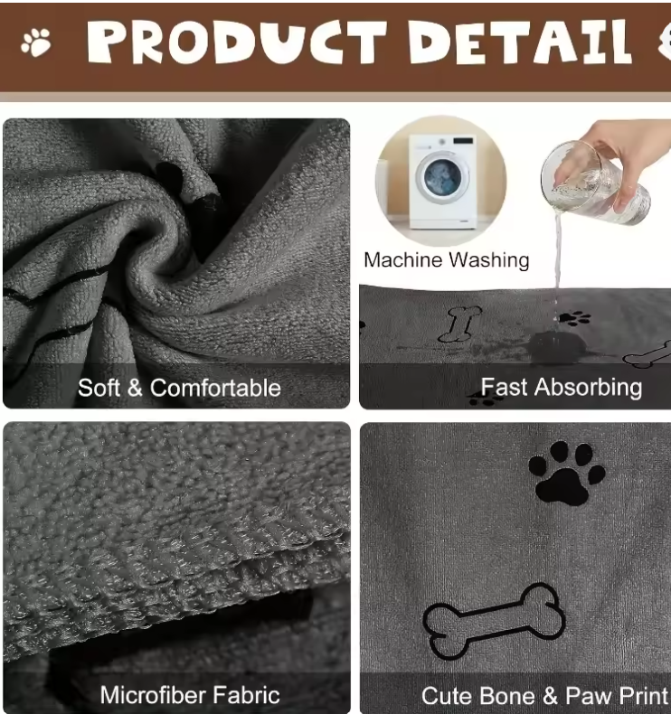 Microfiber Dog Drying Towel – Quick-Dry, Super Absorbent Pet Bath Towel for Dogs & Cats | Soft, Lightweight & Fast Drying