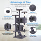 FDW 54-Inch Cat Tree Tower – Multi-Level Scratching Post, Condo & Playhouse for Indoor Cats with Cozy Platforms – Dark Gray