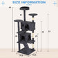 FDW 54-Inch Cat Tree Tower – Multi-Level Scratching Post, Condo & Playhouse for Indoor Cats with Cozy Platforms – Dark Gray